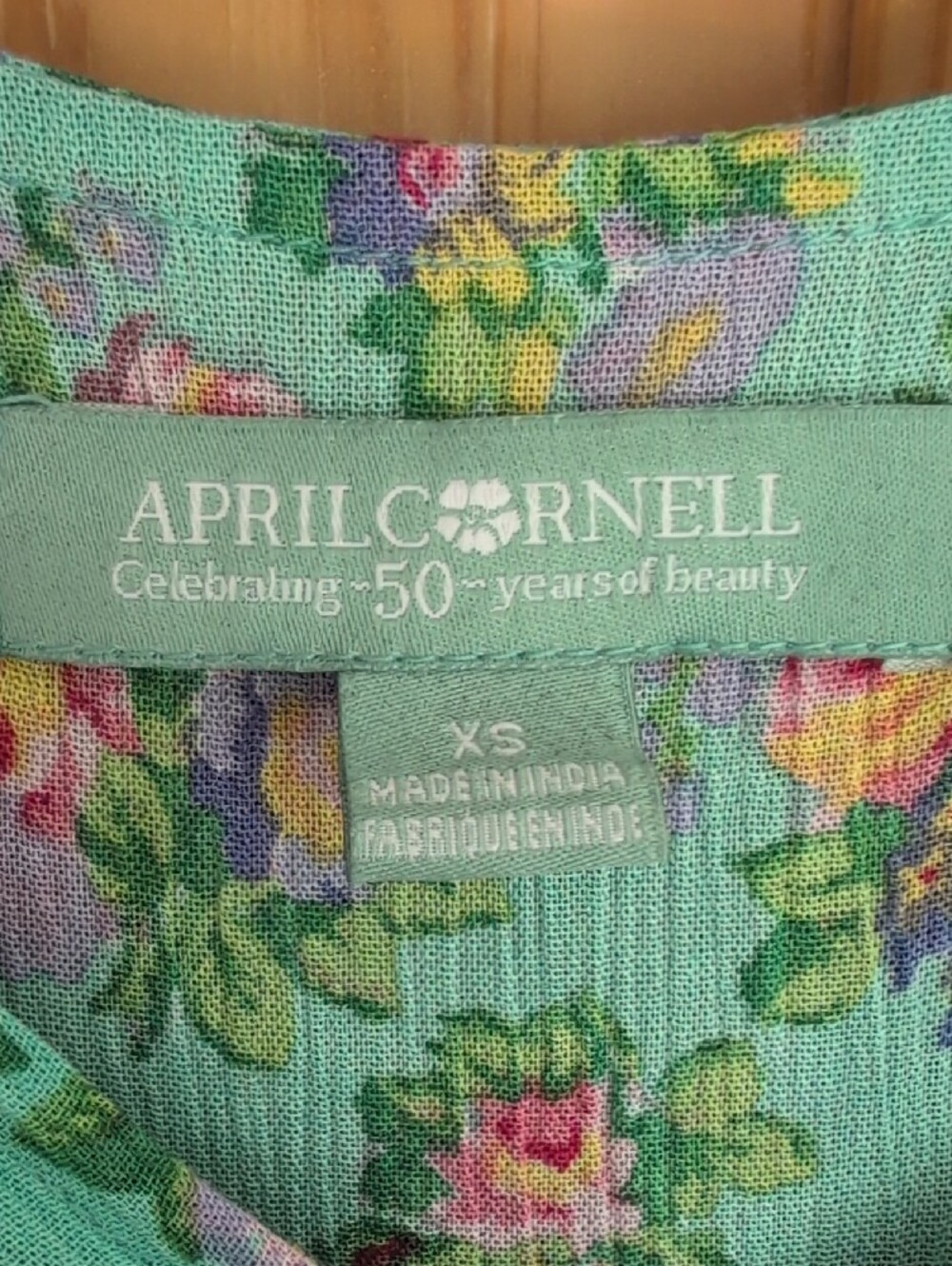 NWT April Cornell Mint Floral Dress with Multicolor Blooms - Picture 2 of 11